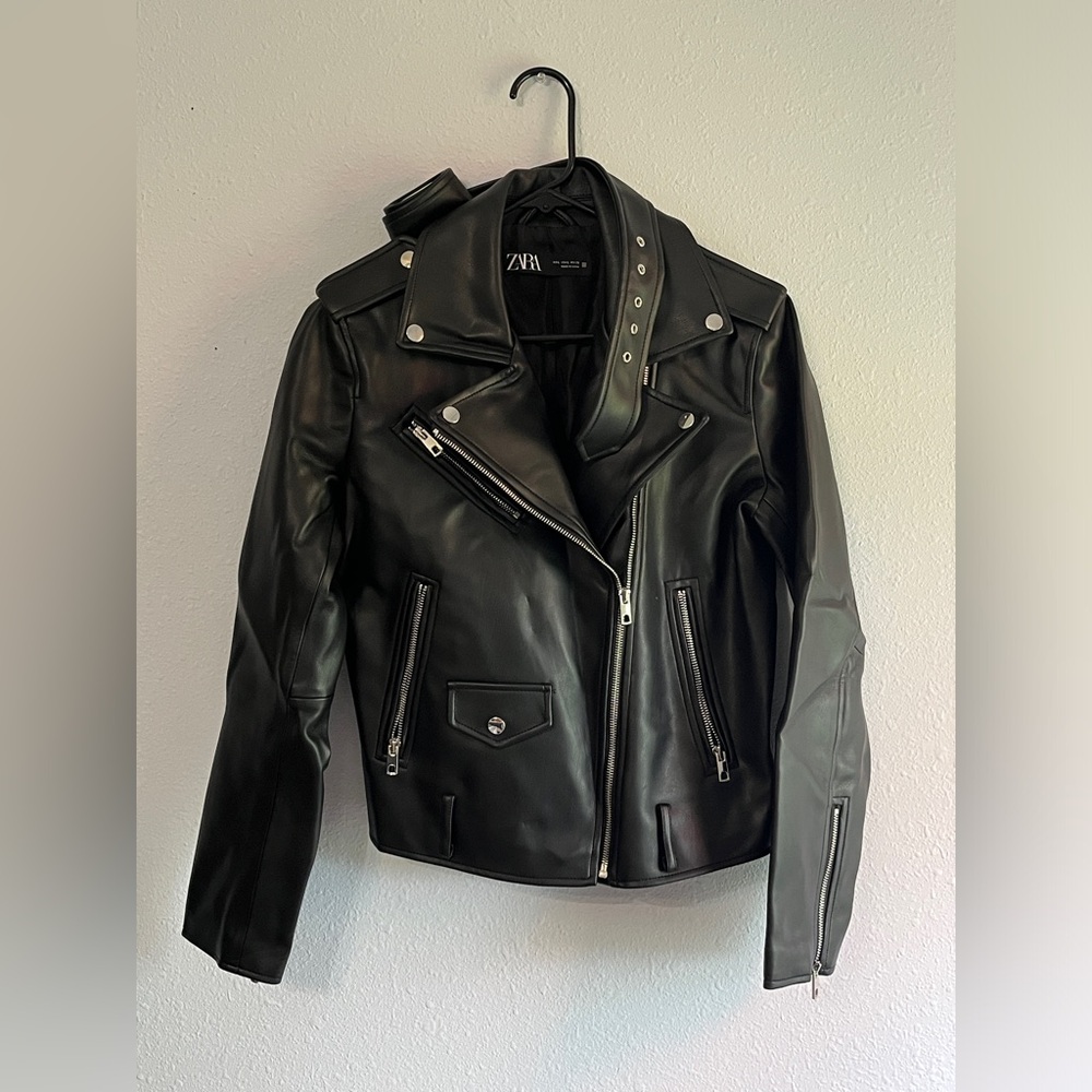 Zara Black Faux Leather Jacket
